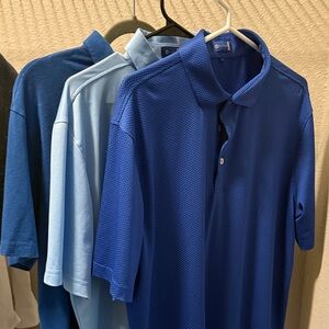 2 Stitch 1 Peter Millar Blue Polo Shirts